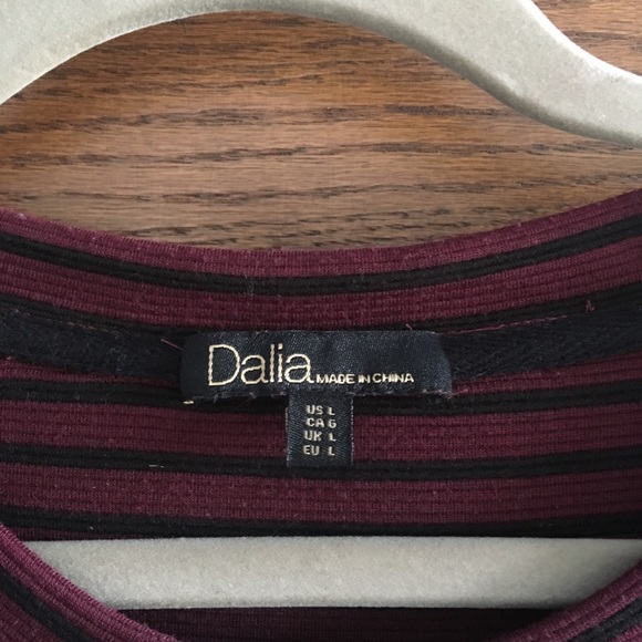 Striped Maroon/Navy Dress with Pockets - Picture 4 of 4